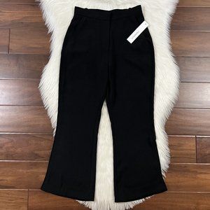 N/Nicholas Women's Size US 4 Black Crepe Panelled Flare Cropped Pants Side Slits